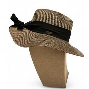 Sun N Sand Straw Sun Hat Womens OS Beige/tan UPF 50+ Wide Brim Bow